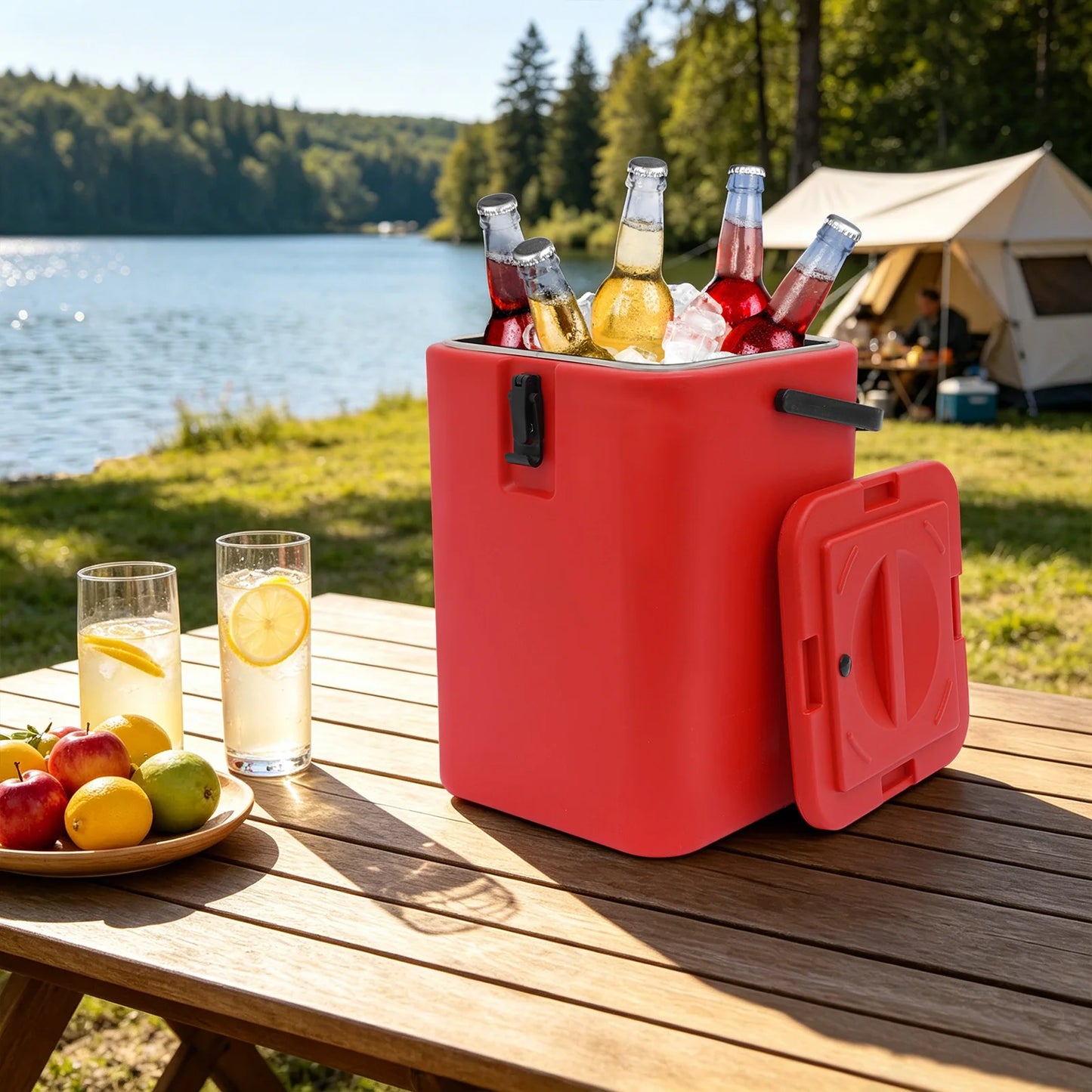 40L Insulated Soup Container 10.57Gal, Stainless Steel Food Carrier Hot 140°F 6-12H, Cold 50°F 4-8H for Catering