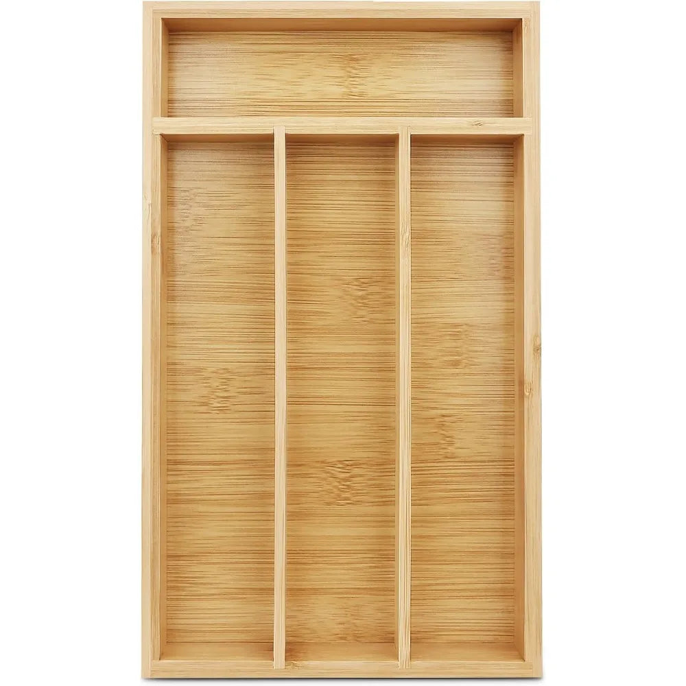 Bamboo Silverware Drawer Organizer With Grooved Dividers