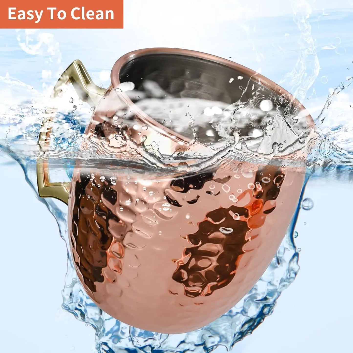 Hammered Copper Moscow Mule Mugs Set Of 4 With Stainless Steel Lining