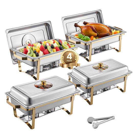 SucceBuy Stainless Steel Chafing Dish Chafer Buffet Set With Pans