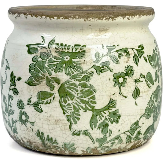 NBVCX Vintage Ceramic Plant Pot With Drainage For Indoor Outdoor Tuscan Rustic