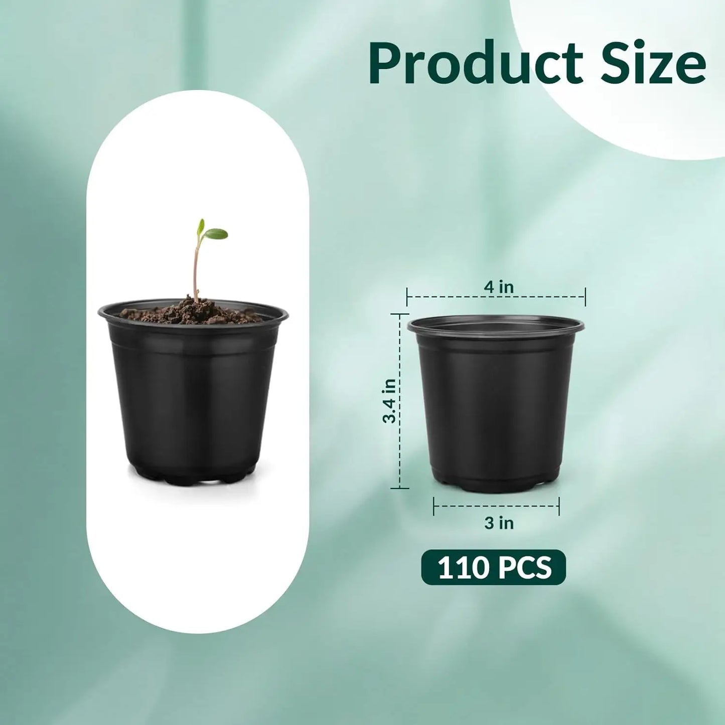 110-Pack Plastic Nursery Pots With Drainage Holes For Seedlings Herbs Cuttings