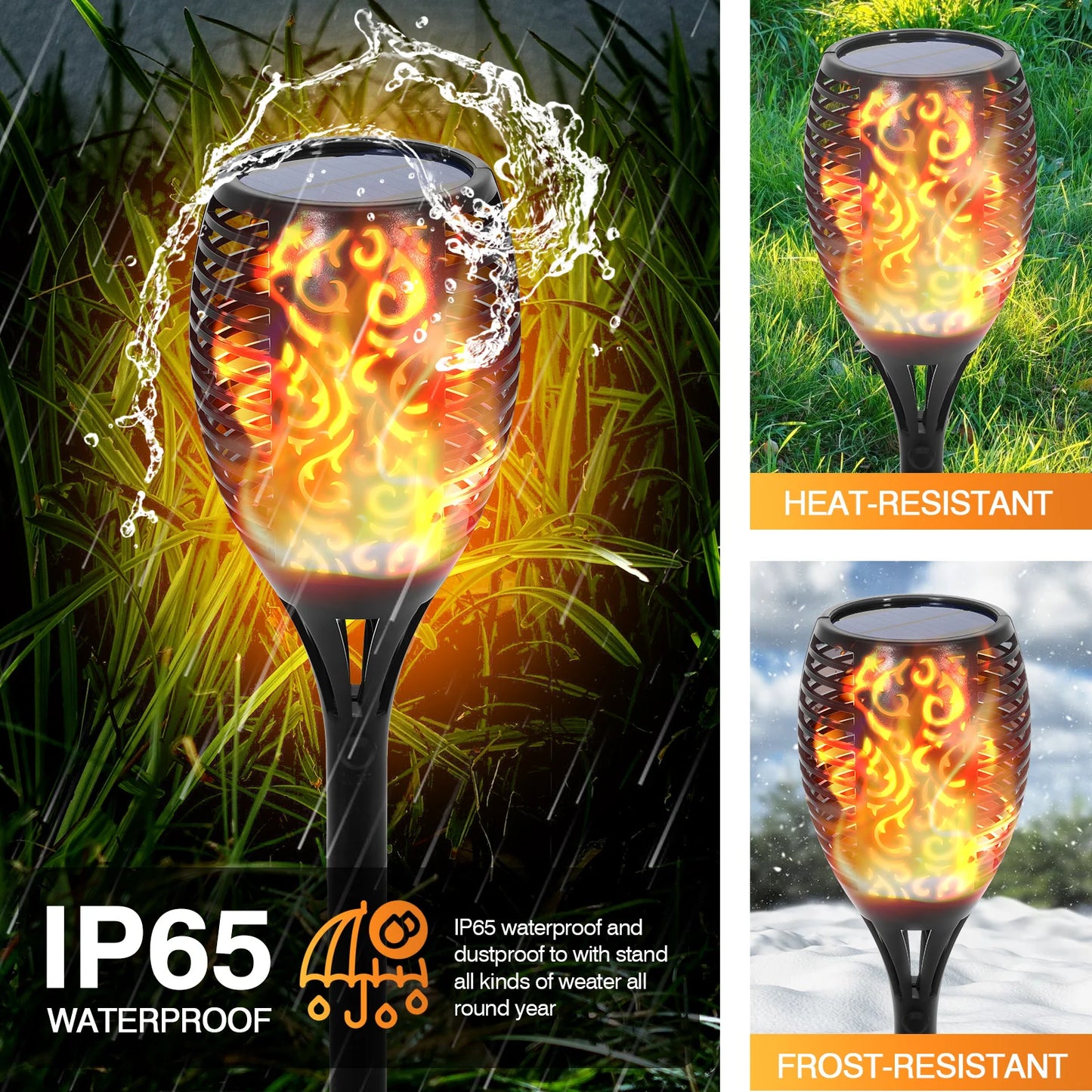 Solar Torch Lights Outdoor Waterproof Pathway Landscape Lighting Set