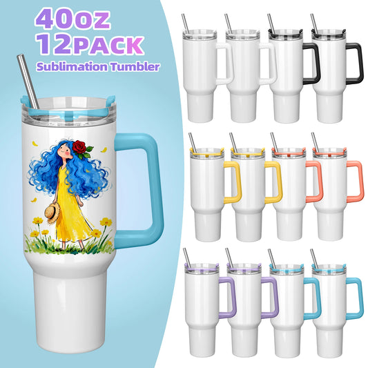 Fastsub Sublimation Tumblers With Removable Handle And Straw Lid