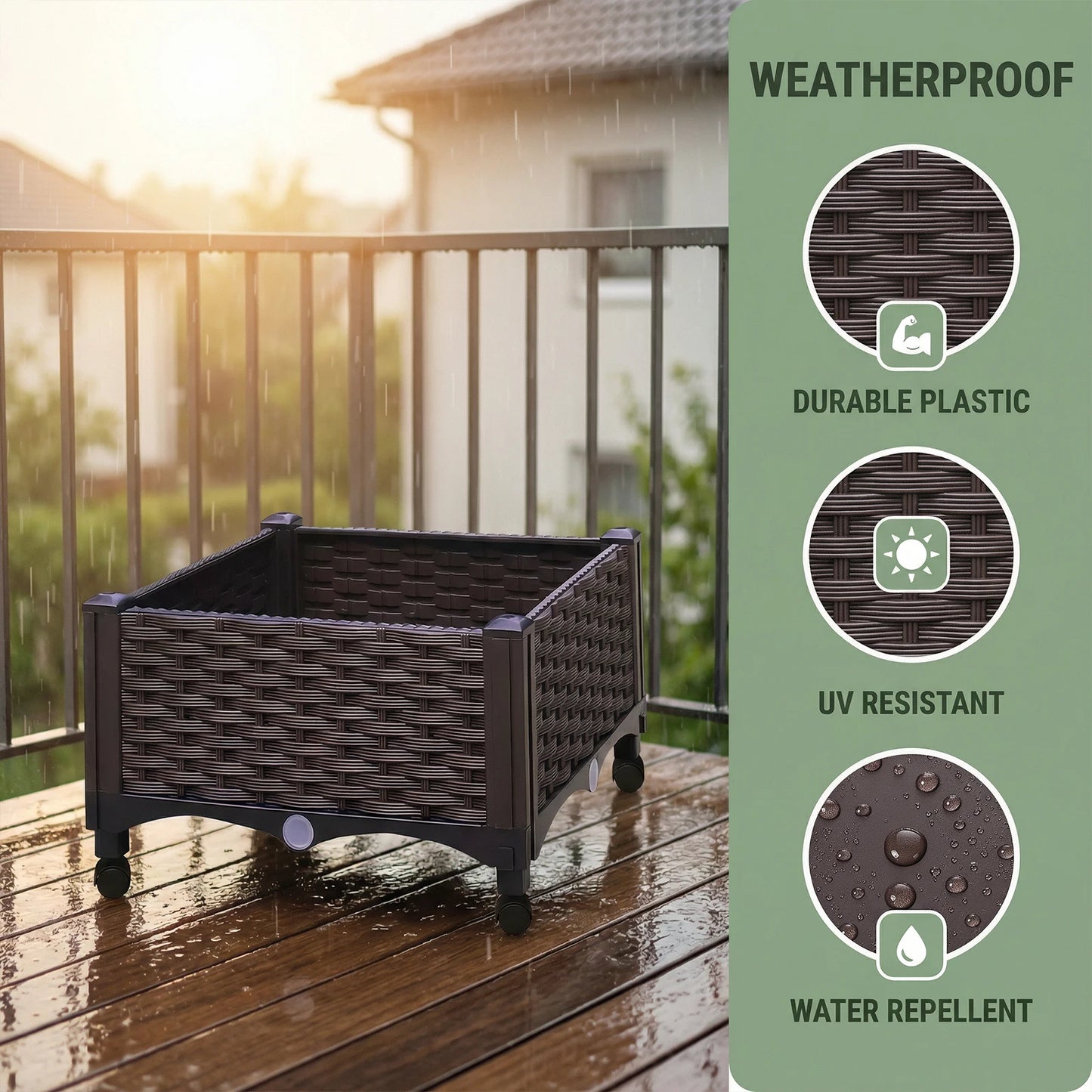 Elevated Garden Box With Drainage Plug For Outdoor Planter Beds