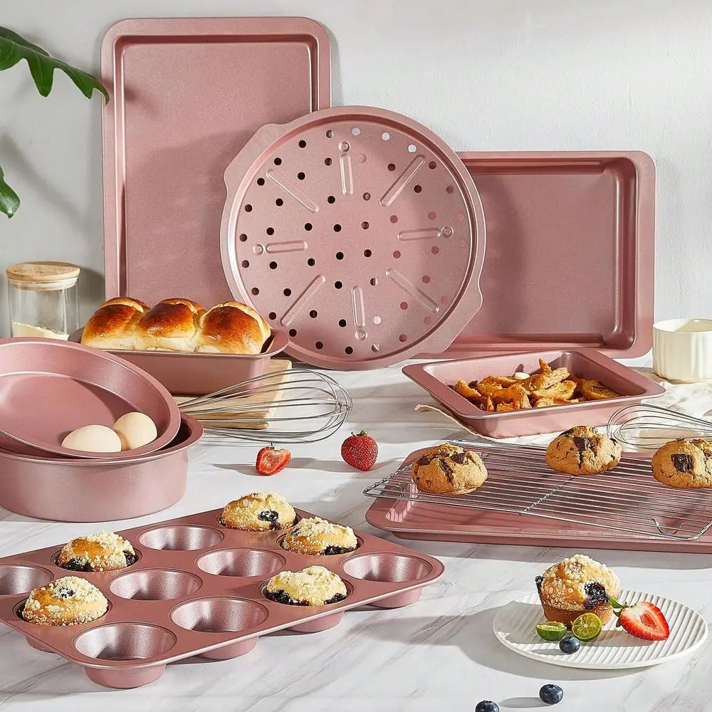 Nonstick Bakeware Set With Rack 10 Piece Cookie Sheet