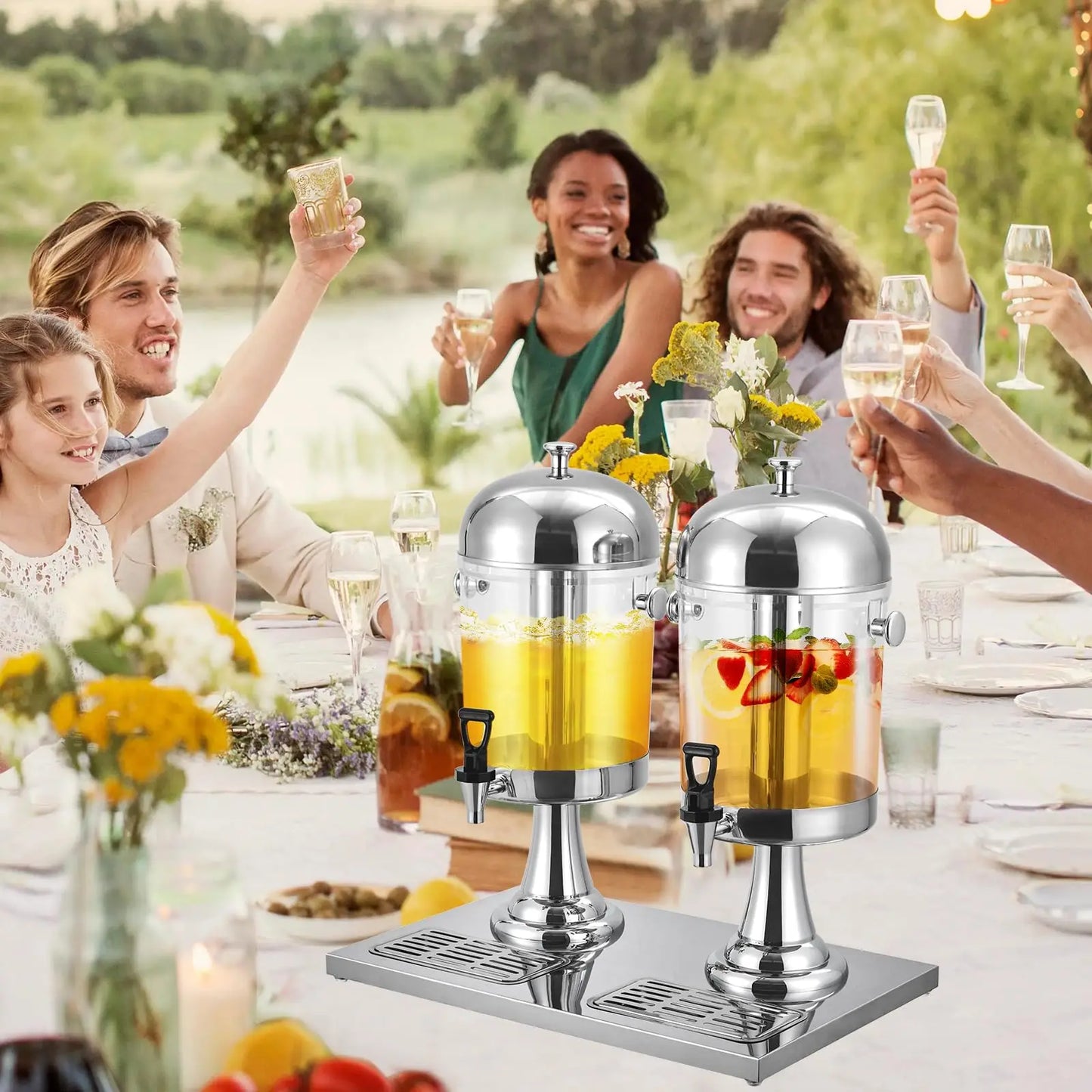 Stainless Steel Beverage Dispenser With Ice Core And Stand