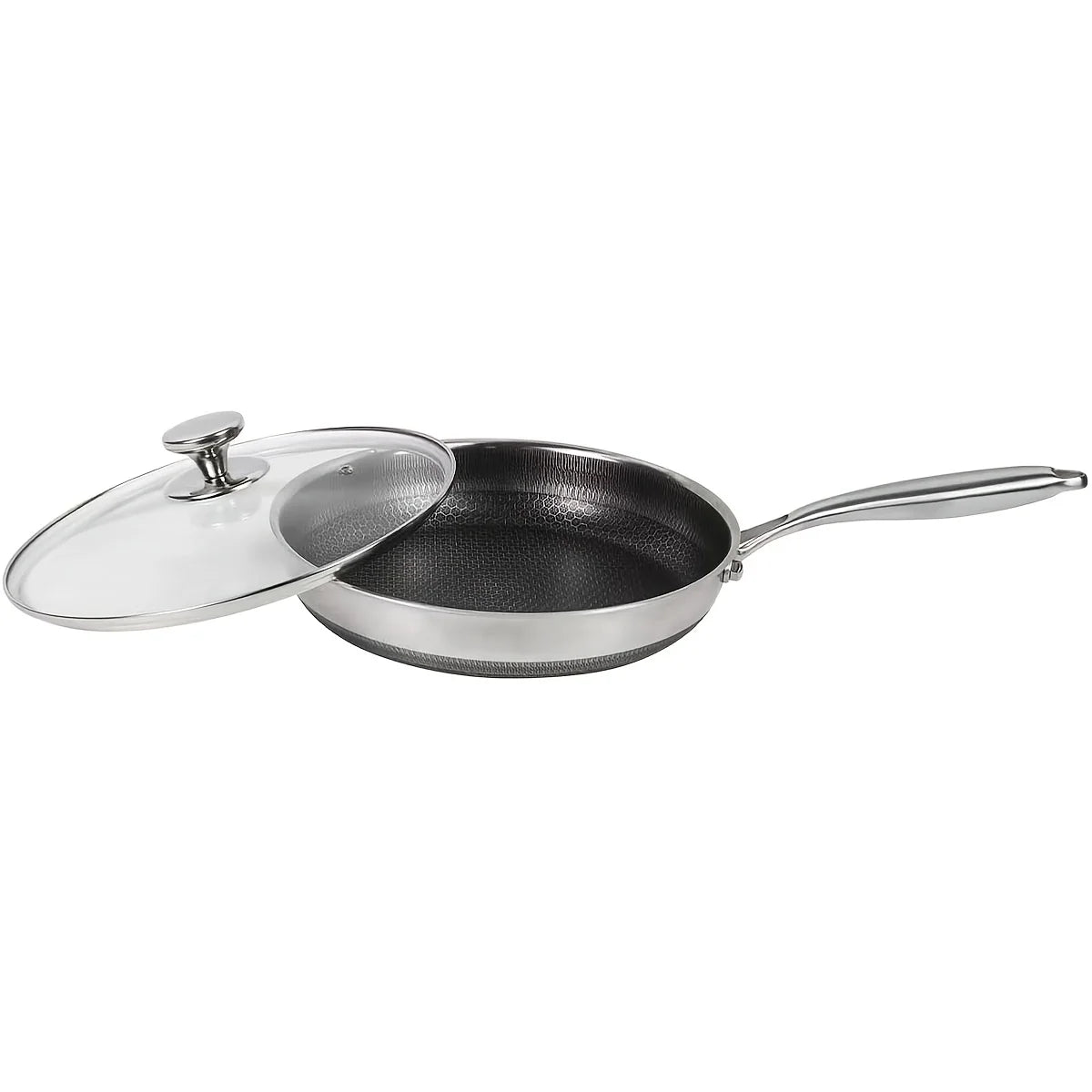 Stainless Steel Frying Pan With Anti-Scalding Handle, Induction Compatible