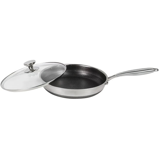Stainless Steel Frying Pan With Anti-Scalding Handle, Induction Compatible