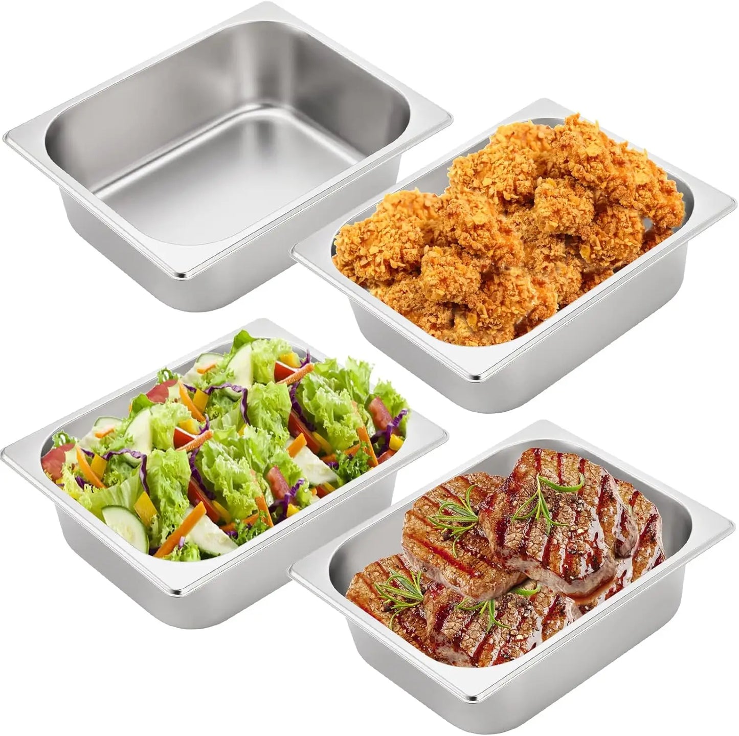 Stainless Steel Steam Table Pans 4 Pack For Catering And Chafing Dishes