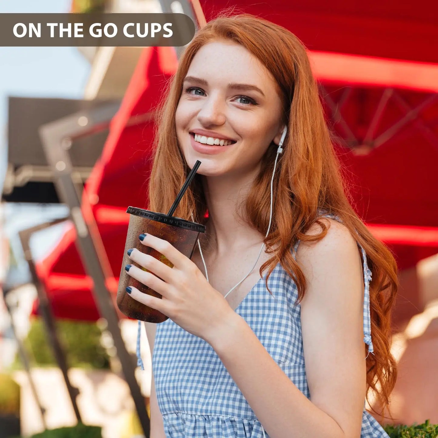 Disposable Cups With Lids And Straws For Parties, 50 Sets