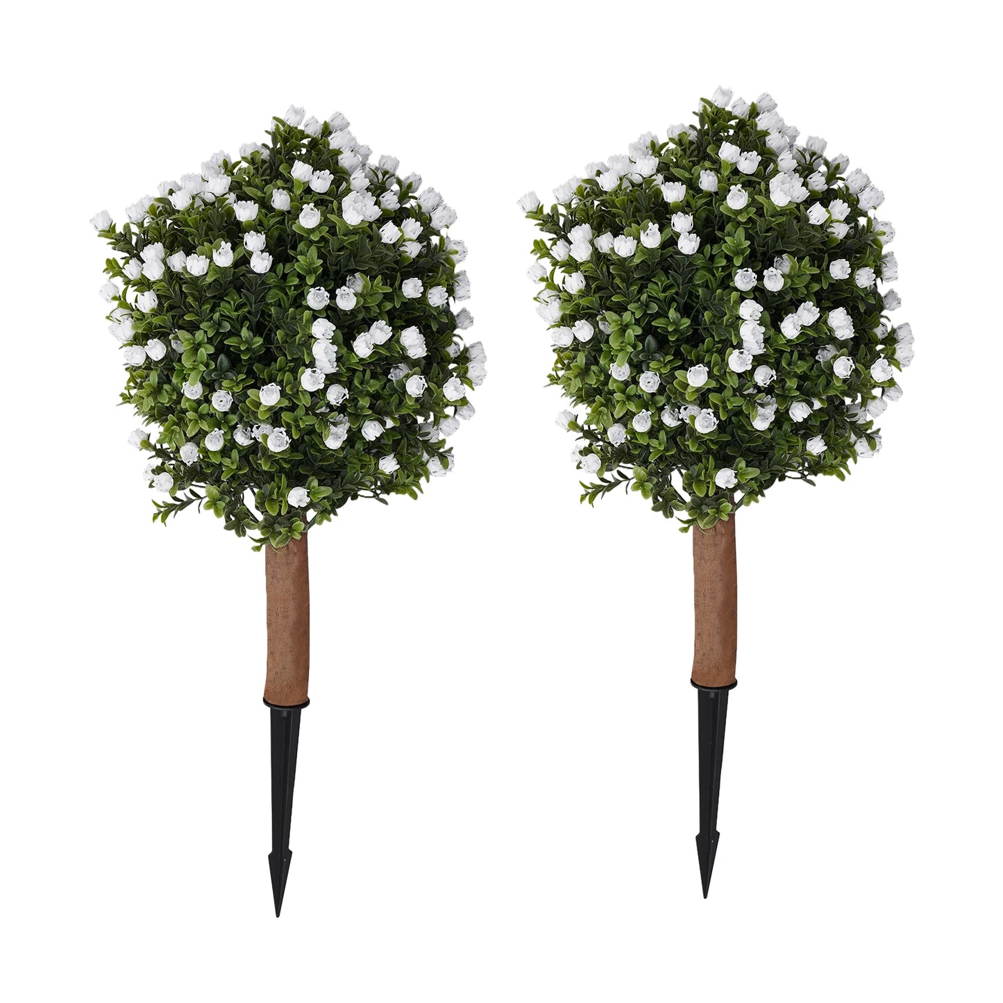Outdoor Landscape Greenery, Artificial Ginkgo Biloba Tree, Wood Plastic 69cm 2pcs White Bloom Ground Spike Artificial Ginkgo Biloba Tree, Artificial Ginkgo Biloba Tree Courtyard Balcony Home Layout Accessory