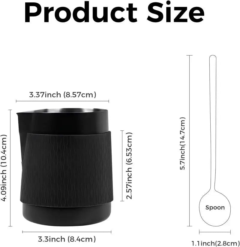 IKAPE Espresso Milk Pitcher V3, 500ml Milk Frothing Jug without Handle, Espresso Steaming Pitcher with Sharp Spout for Espresso
