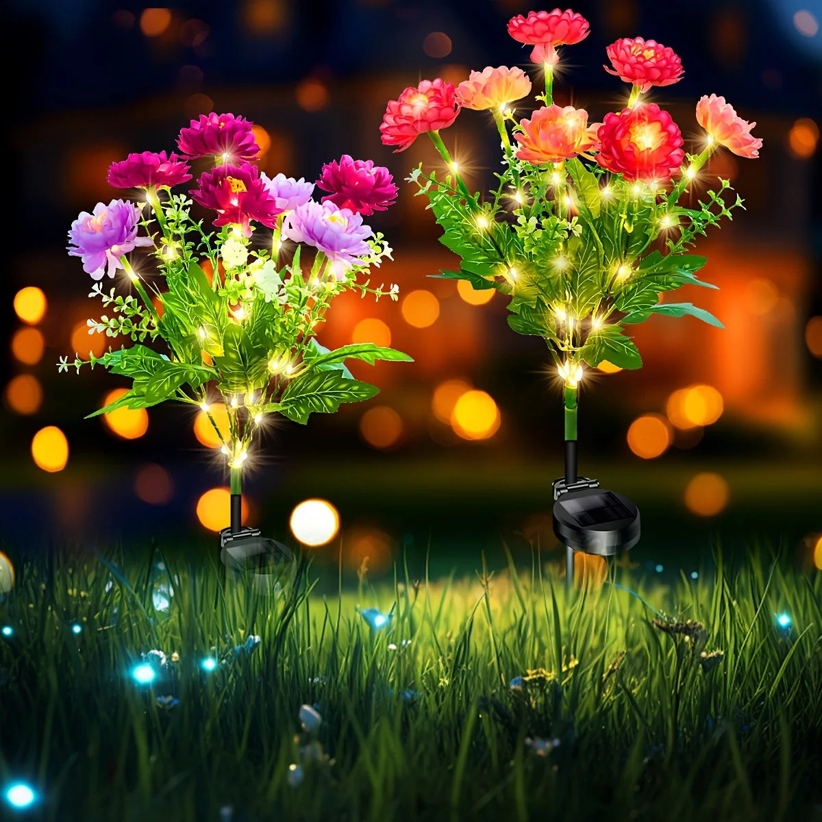 5pcs Solar Garden Lights | Simulated Snow Lotus That Emits Light, Outdoor Waterproof Flower Lights, Suitable For Decorating Lawns, Gardens, Paths, Courtyards | Warm And Romantic Holiday Gifts, Ideal For Father'S Day, 4Th Of J