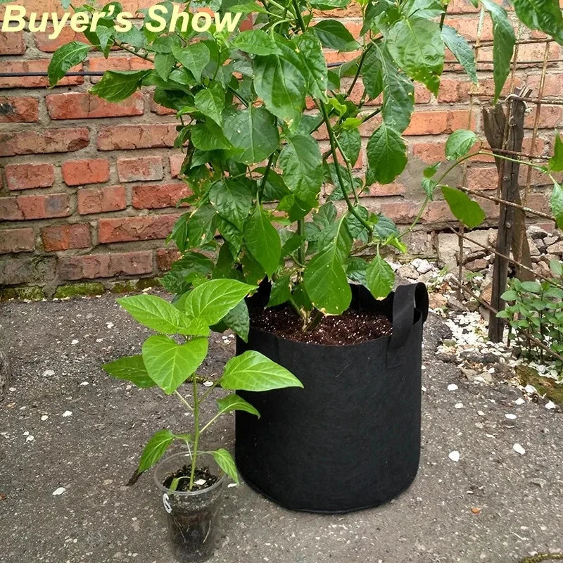 10pcs Grow Bags 5 Gallon Garden Planting Nonwoven Fabric Pots with Reinforced Handle Black