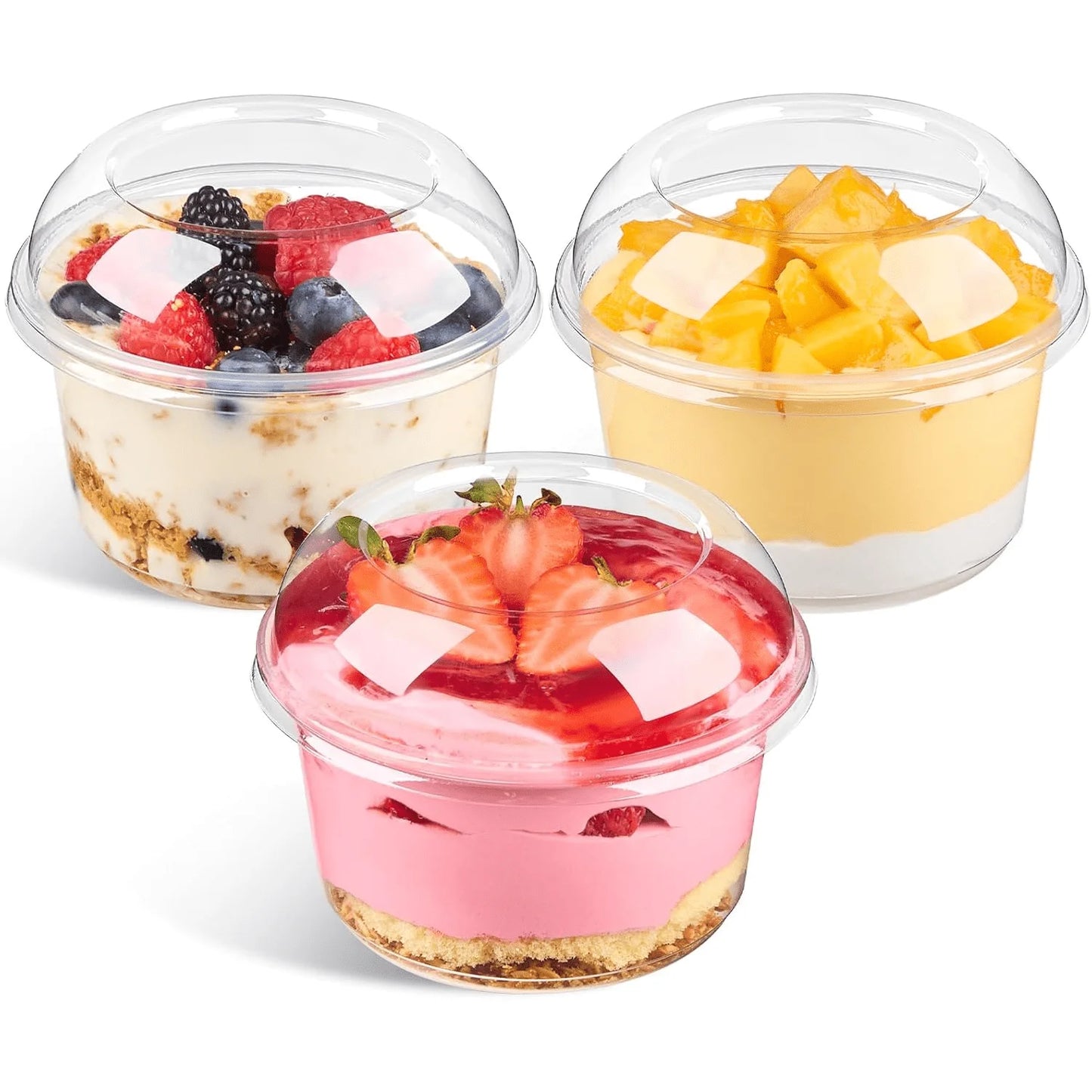 50 Pack 12 oz Plastic Dessert Cups Clear Acai Bowls with Lids Disposable Fruit Parfait Cups Containers With Spoon for Cupcake Yogurt Pudding Yogurt Parfait Smoothie