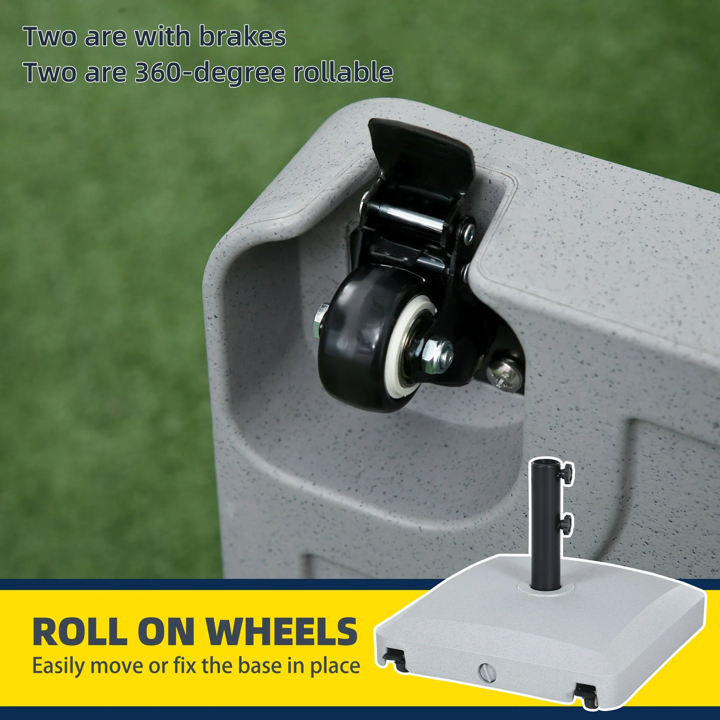 Outsunny Patio Umbrella Base With Wheels Water Or Sand Filled