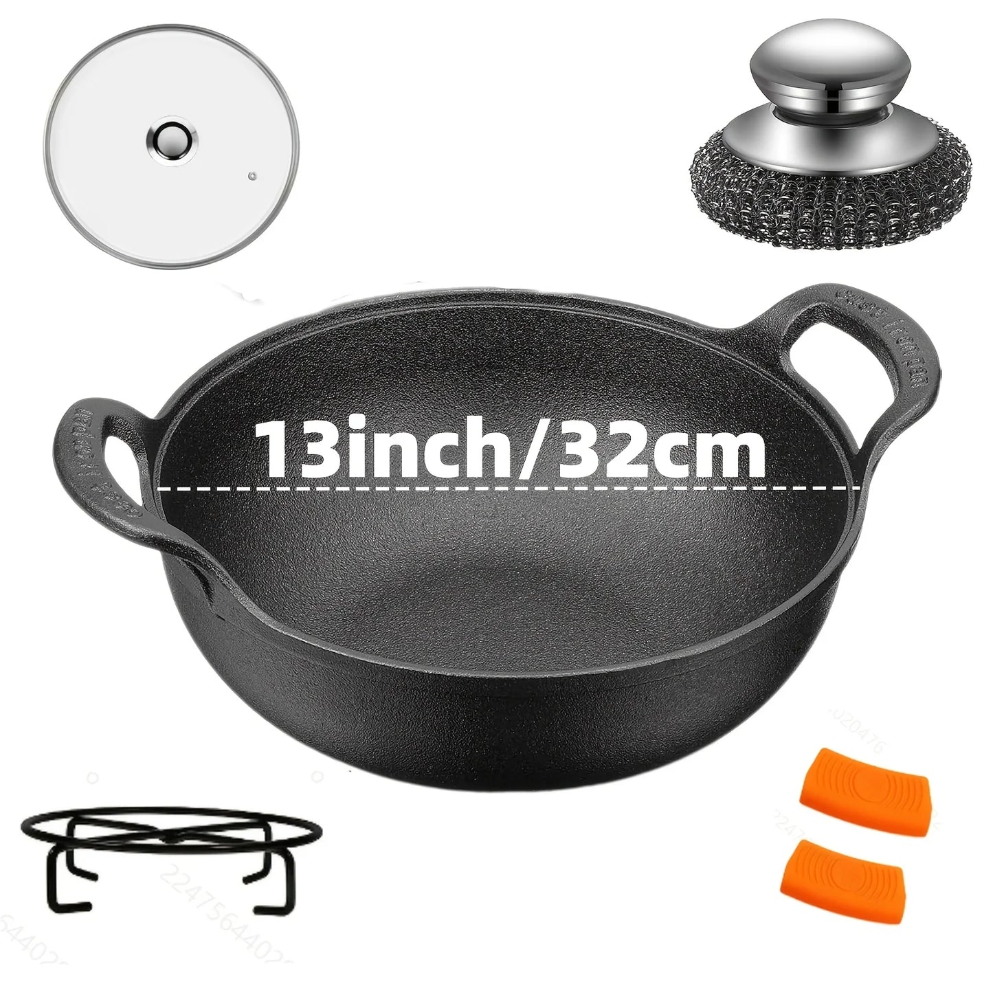 AEDG Three-Piece Cast Iron Skillet Set Preseasoned For Oven Grill Campfire