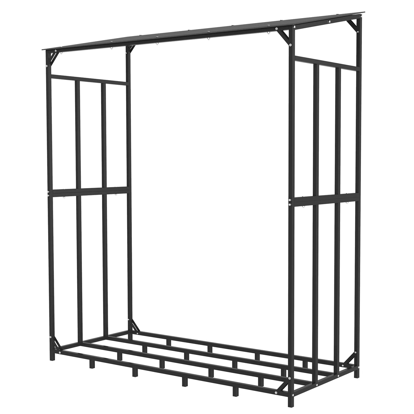 Heavy Duty Outdoor Firewood Storage Rack With Top Cover Rust Resistant