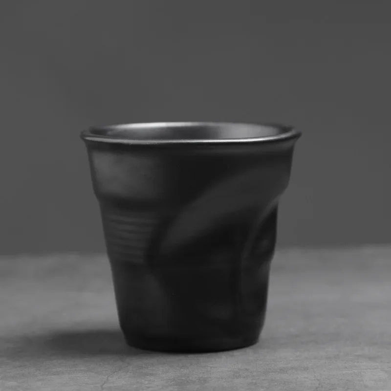 Stoneware Coffee Creative Hand-pinched Pleated Cup Ceramic Latte Cup Espresso Cup Vintage Afternoon Tea Cup