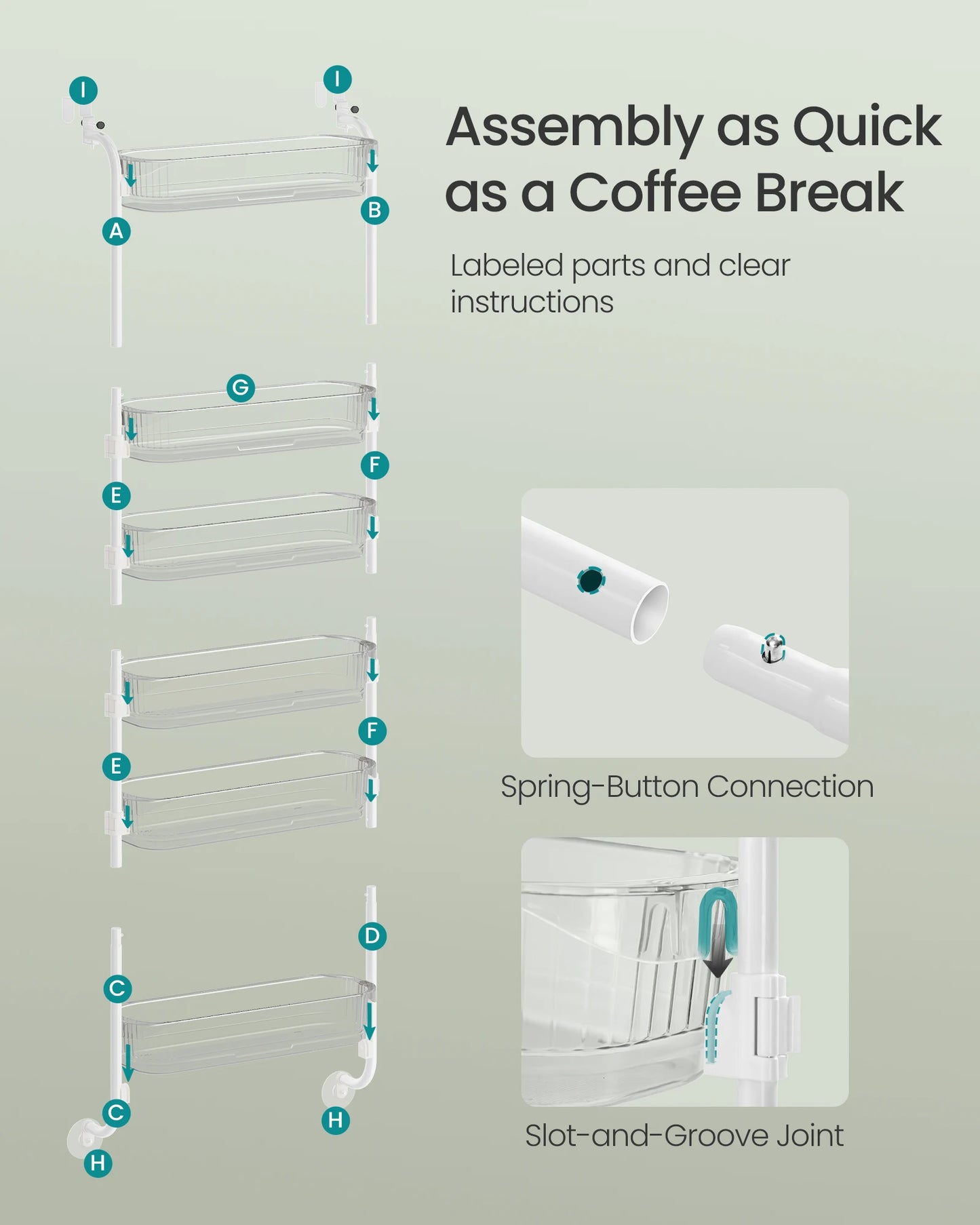 SONGMICS Over the Door Pantry Organizer, 6-Tier Kitchen Pantry Door Organizer with Adjustable Tall Baskets, Hanging Spice Rack,