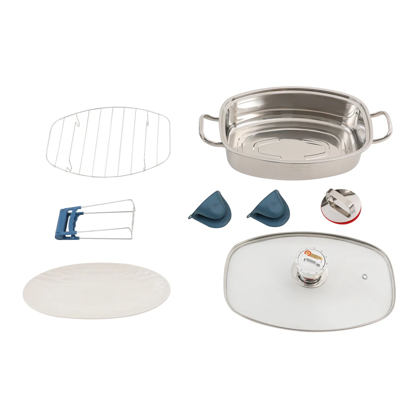 Bymaocar Stainless Steel Steamer Pot With Double Layer Ceramic Plate