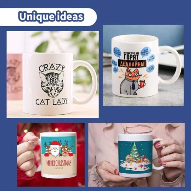 HTVRONT 6 Pack 11 OZ Sublimation Mugs Blank Set Classic Drinking Cups with Handles for Latte DIY Mug Gift for Sublimation Paper