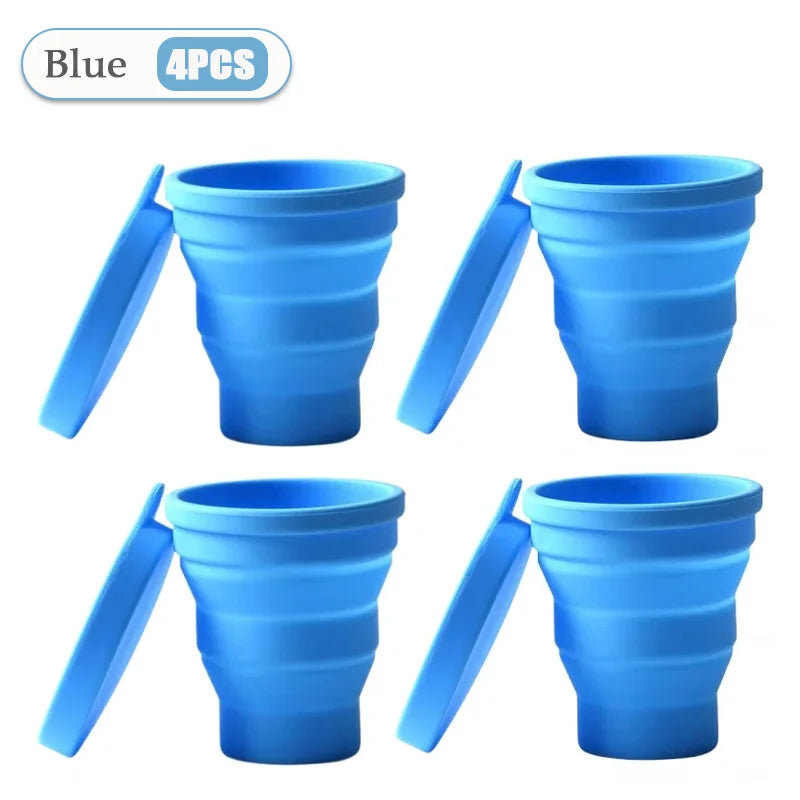 Silicone Folding Telescopic Cup With Lid For Tea And Coffee