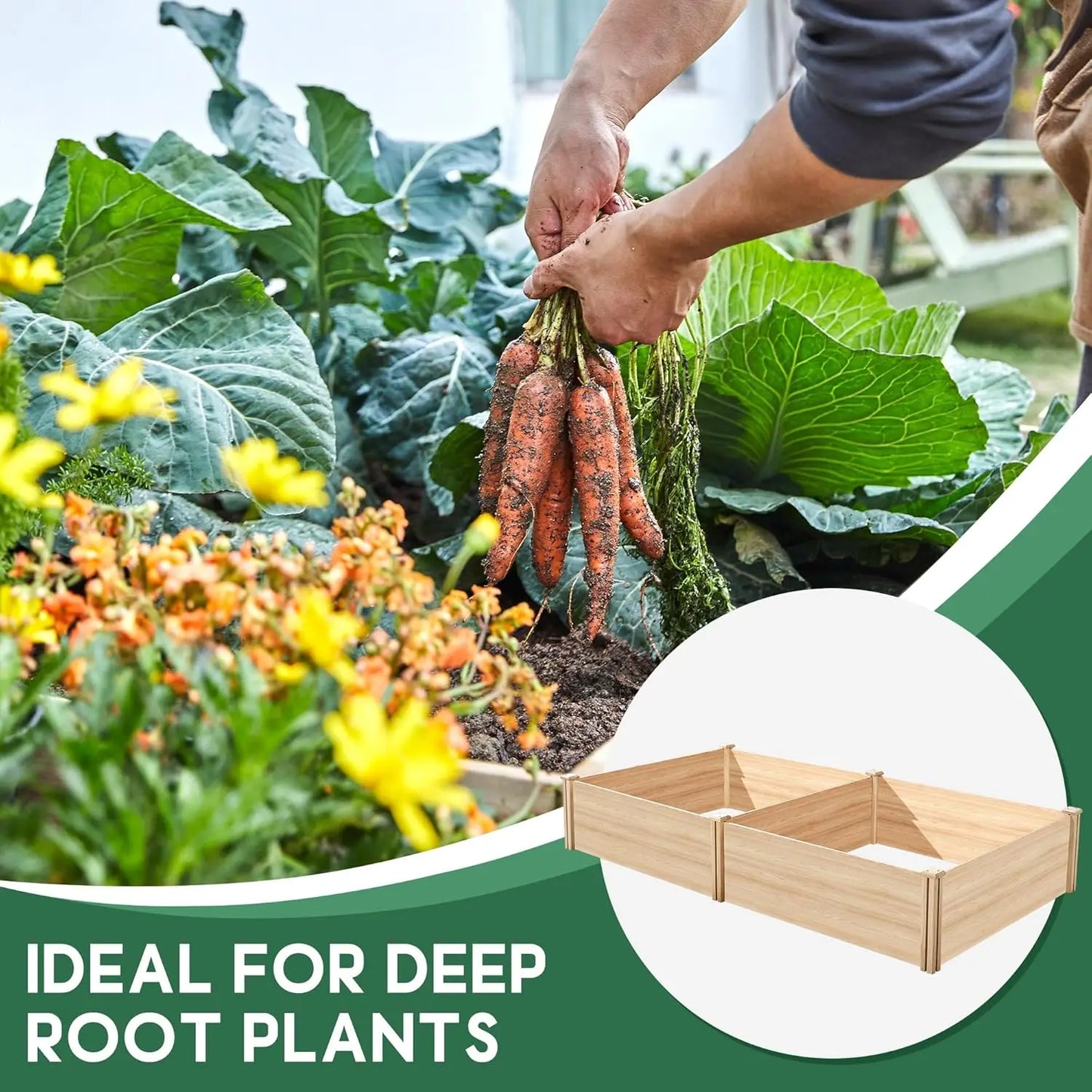 8x4 Ft Wood Raised Garden Bed 15in Deep Open Base Planter Box for Vegetables Herbs Flowers Outdoor Gardening, Customized