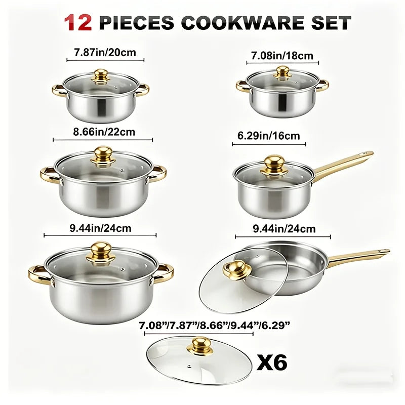 CS KOCH SYSTEME Stainless Steel Cookware Set With Nonstick Pans Pots Lids