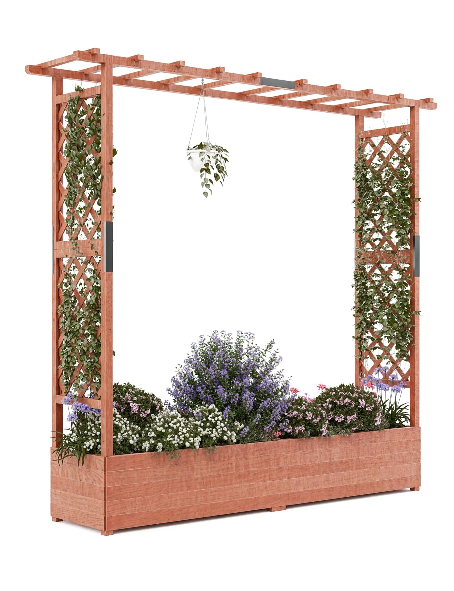 HiMISS Wooden Raised Garden Bed With Trellis Planter For Climbing Plants