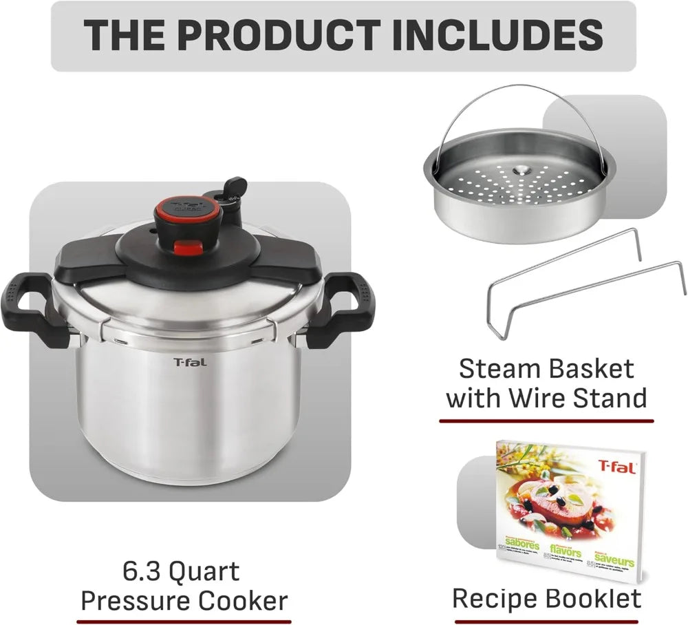 Stainless Steel Pressure Cooker Induction Compatible Secure Locking