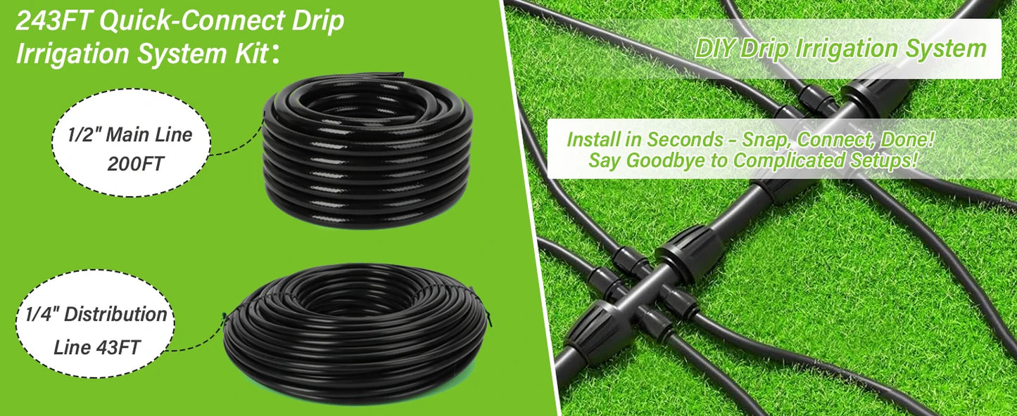 Drip Irrigation Kit for Garden Plants With Hose And Emitters