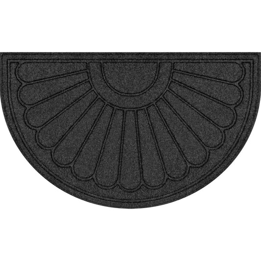 Gray Sunburst Pattern Polyester Utility Entryway Door Mat Indoor Outdoor Waterproof Scraper Rug for Home Kitchen Bathroom