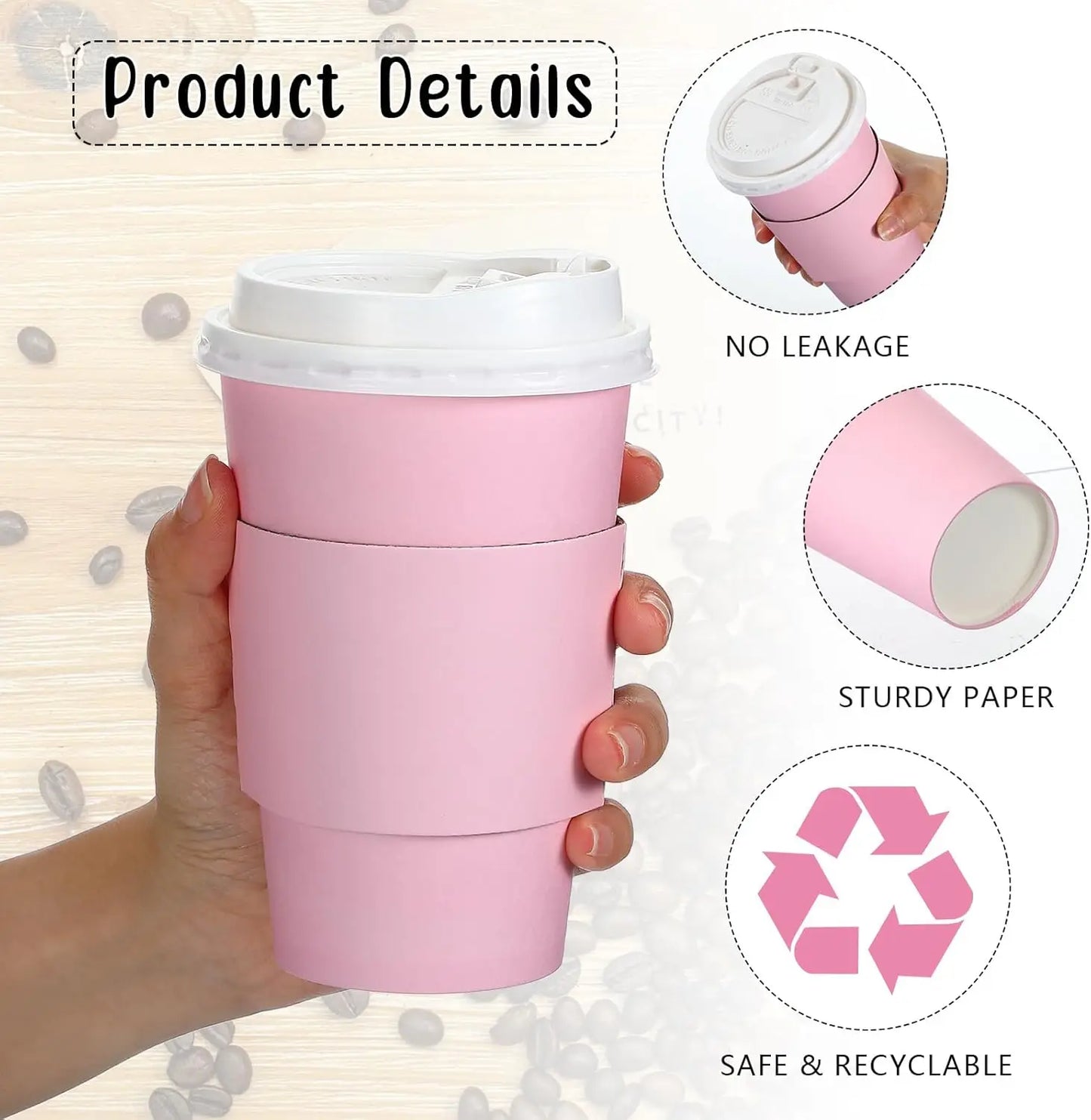 Insulated Disposable Coffee Cups With Lids And Sleeves 100 Set