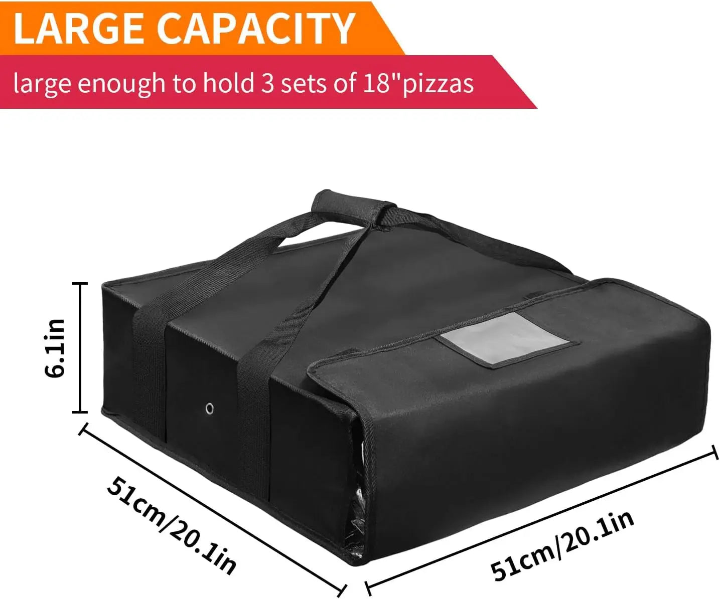 Pizza Warmer Bag Insulated Delivery Carrier With Label Window