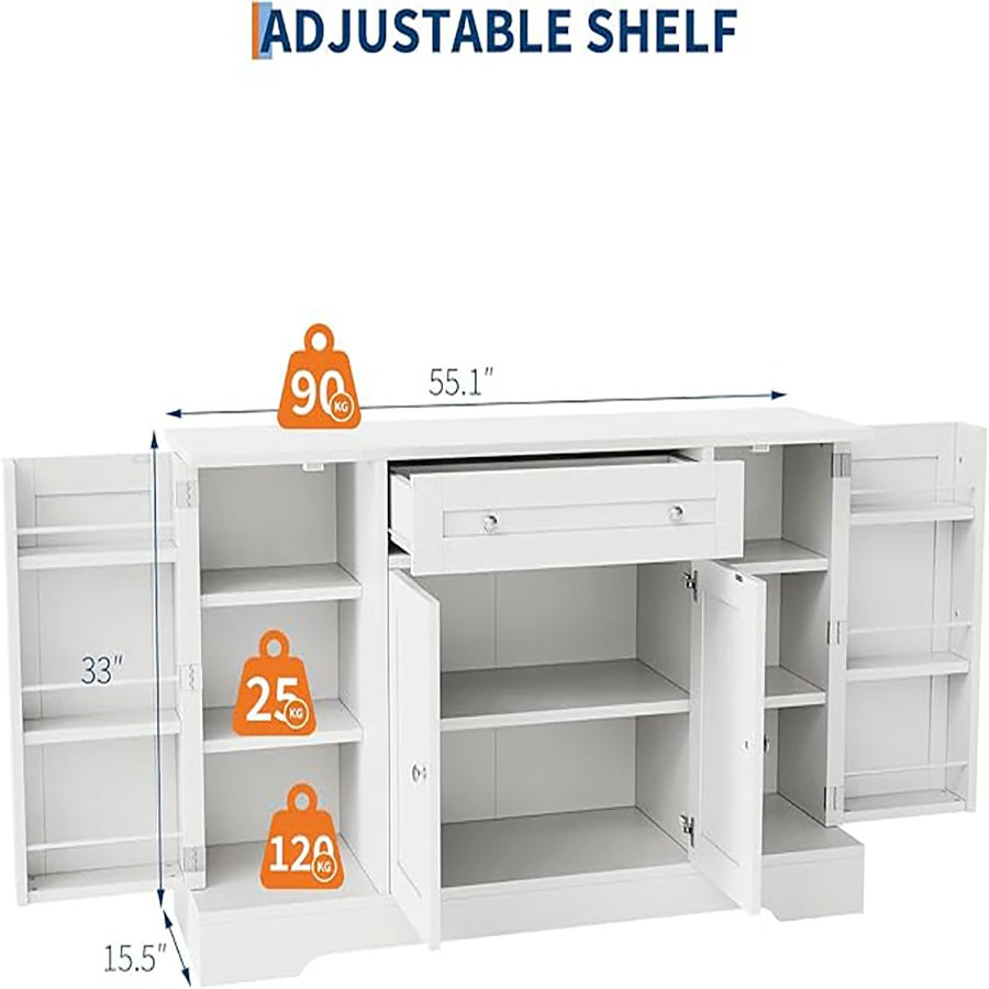 HiMISS Modern Sideboard Buffet Cabinet With Drawer And Storage Shelves