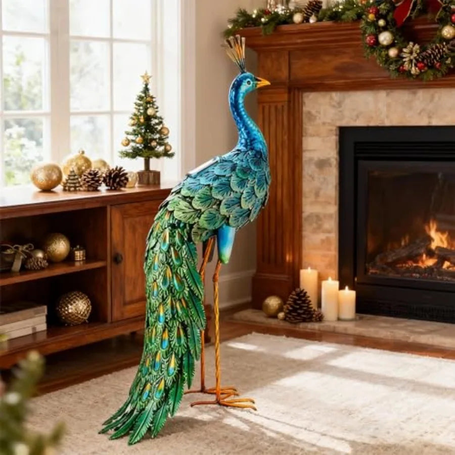 SHXI Outdoor Solar Peacock Garden Statue Yard Art Decor