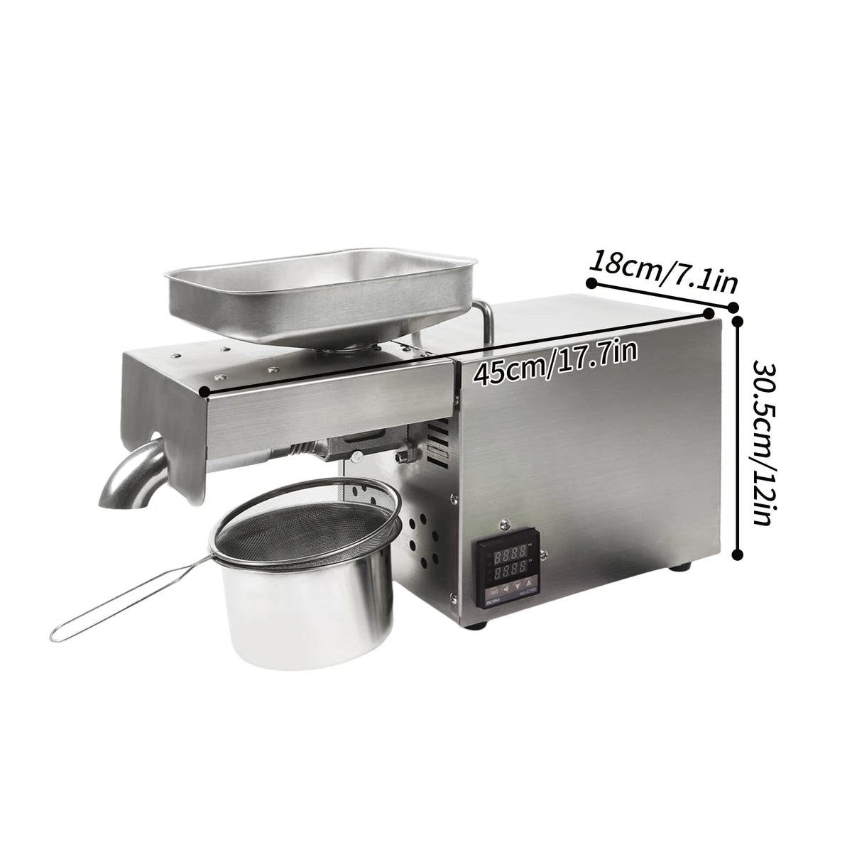 610W Electric Oil Press Machine 304 Stainless Steel Cold/Hot Press Brushless Motor Temp Control for Nuts Seeds Olive 110V/220V