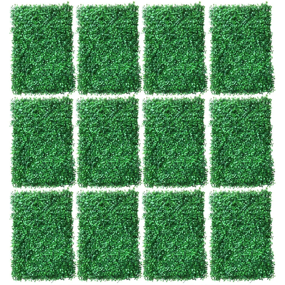 12Pcs 60x40cm Artificial Hedge Screen Privacy Fence Faux Plant Leaves Panels Boxwood Grass for Home Garden Decor Yard Wall Decor