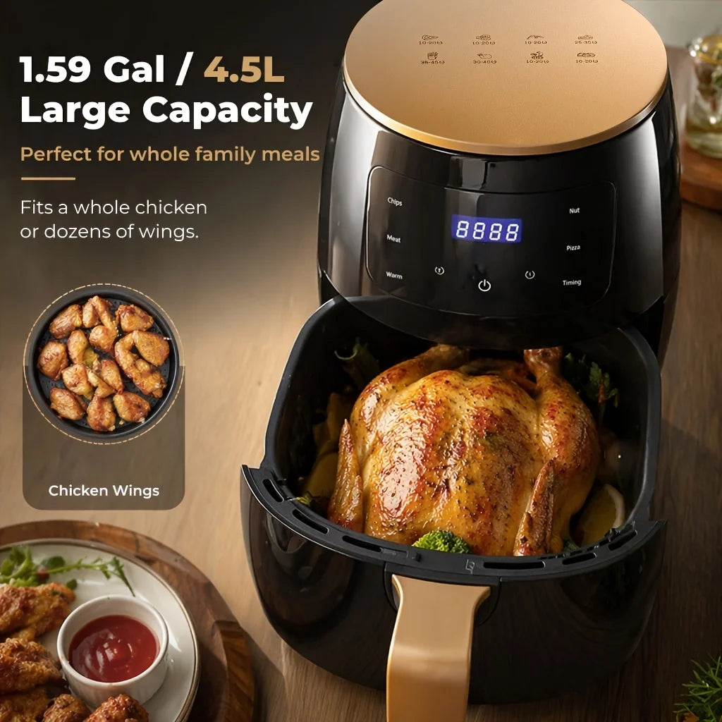 LED digital touch screen large capacity multifunctional fully automatic intelligent cooking air fryer. Temperature/time adjustment settings. Kitchen Tools - Suitable for family gatherings, braising, frying, fast food preparat