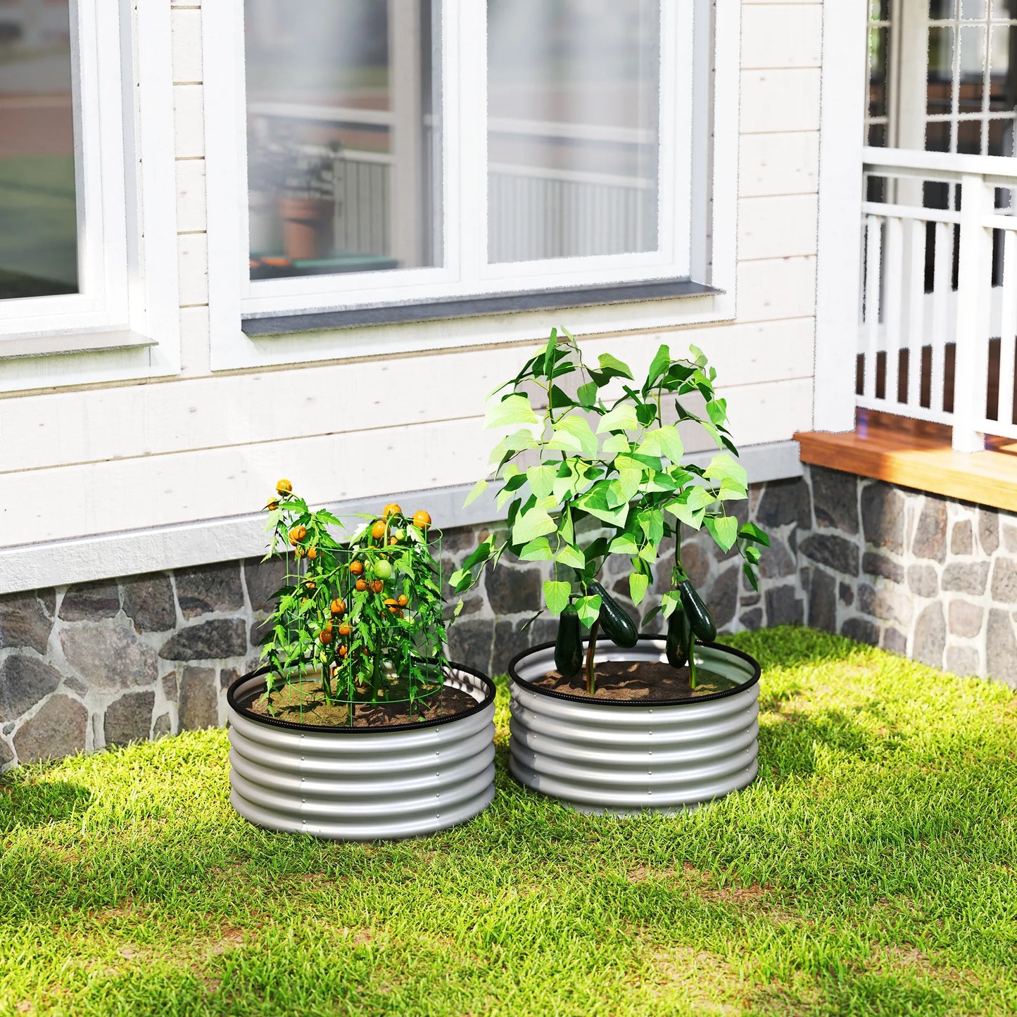 Galvanized Raised Garden Bed Set Of 2 Durable Steel