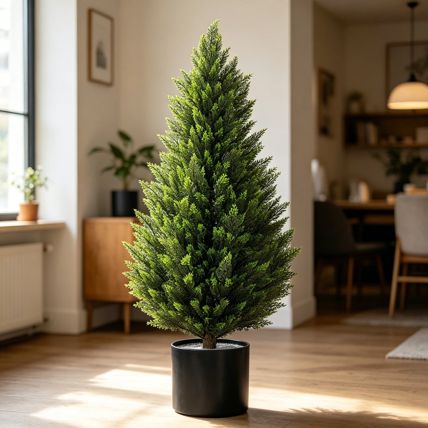 Artificial Cedar Topiary Trees 2/3/4/5/6FT Tall, 1PC/2PCS Faux Pine Cypress Shrubs, Lifelike Fake Plants for Indoor Outdoor Front Porch Home Decor, Christmas Holiday Decoration