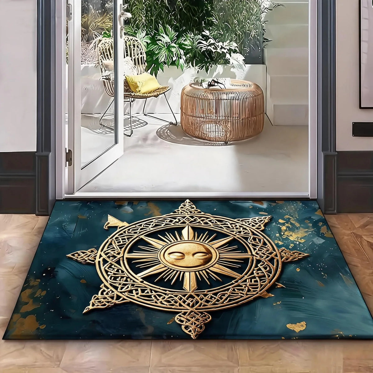 Tree of Life Pattern Welcome Doormat, Crystal Velvet Fabric, Backing, 1000G/M², Rectangular Non-Slip Washable Entrance Rug for Home, Garden, Patio, Laundry, Bathroom Decoration - Hand Wash solely, Durable Multi-Purpose Outdo