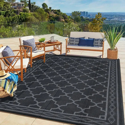 Geometric Outdoor Rug Waterproof Patio Mat For Balcony Camping