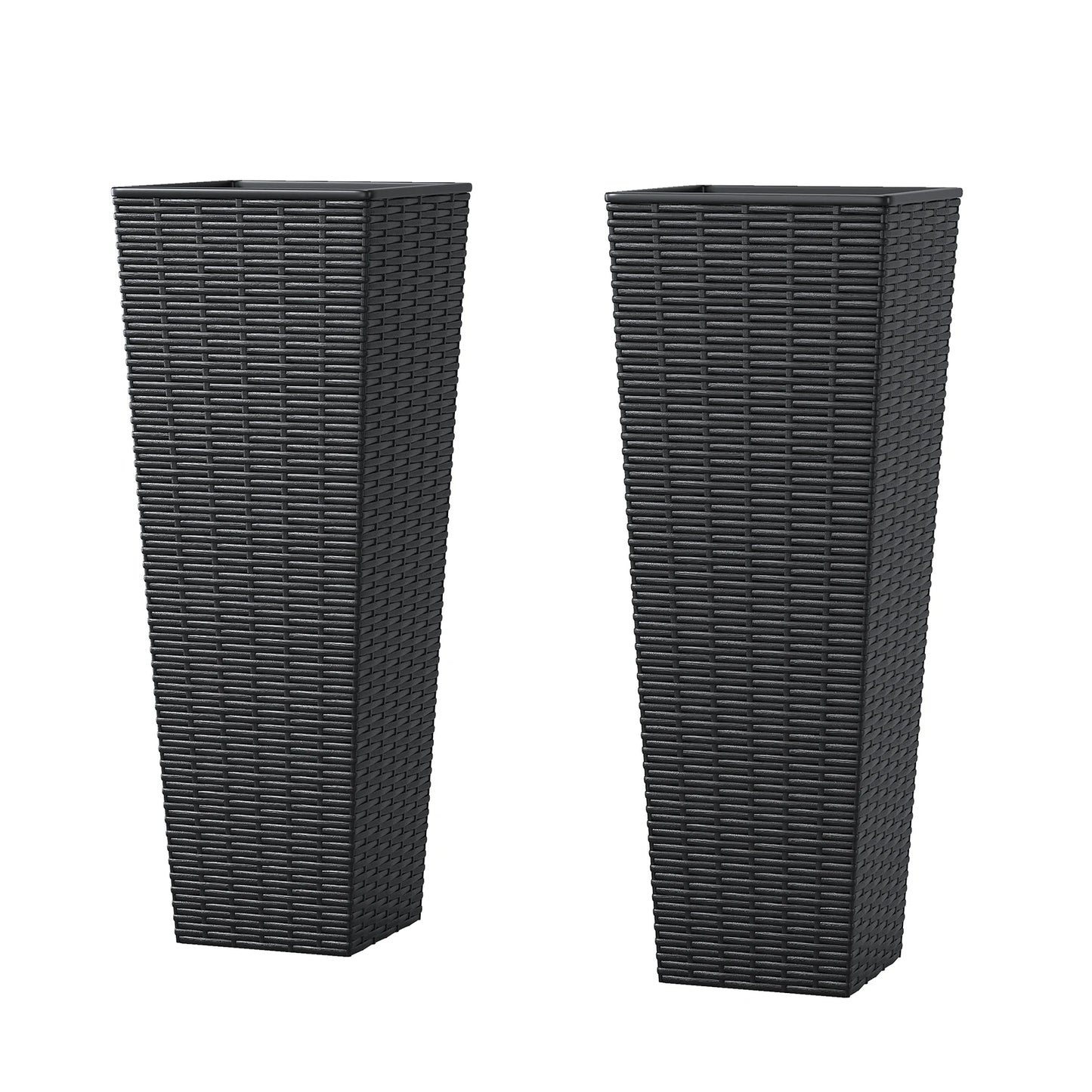 Two Piece Resin Plant Pots With Drainage Holes And Removable Inner Pots