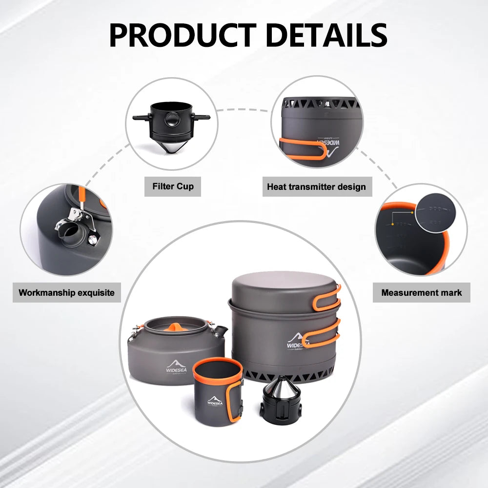 Widesea Camping Cookware Set Outdoor Utensils Kit For Hiking