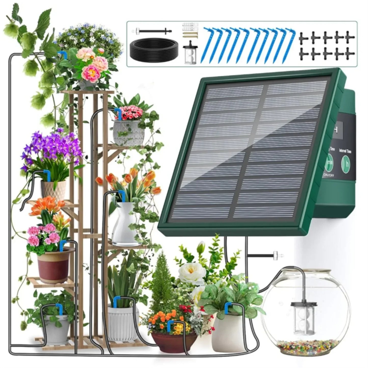 Solar Garden Irrigation System for Balcony with Automatic Drip Kit