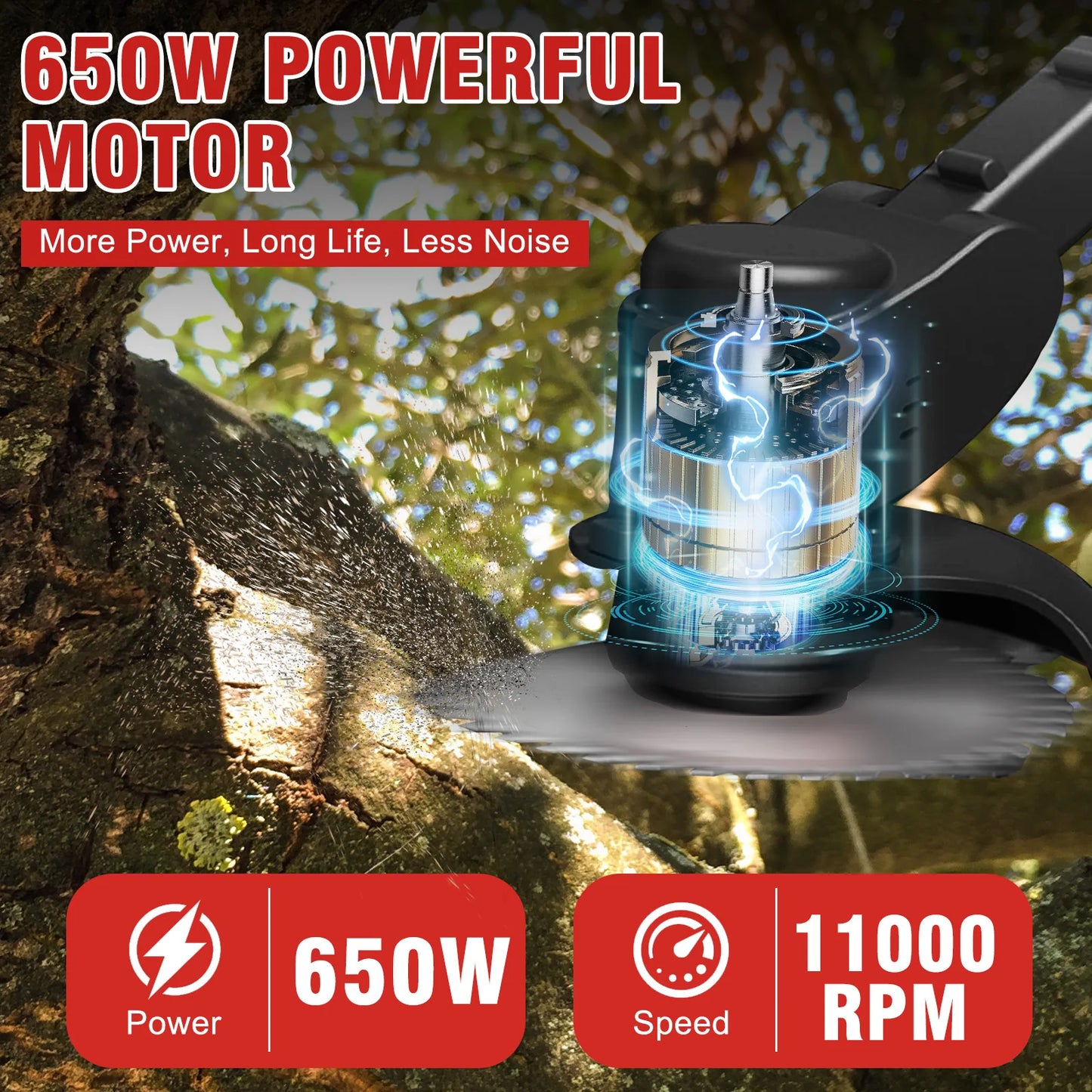 Cordless Electric Lawn Mower Handheld Weed Trimmer Brushless 11000 Rpm 21V with 2x5c 1.5Ah Li-ion Cutter Garden Power Tool