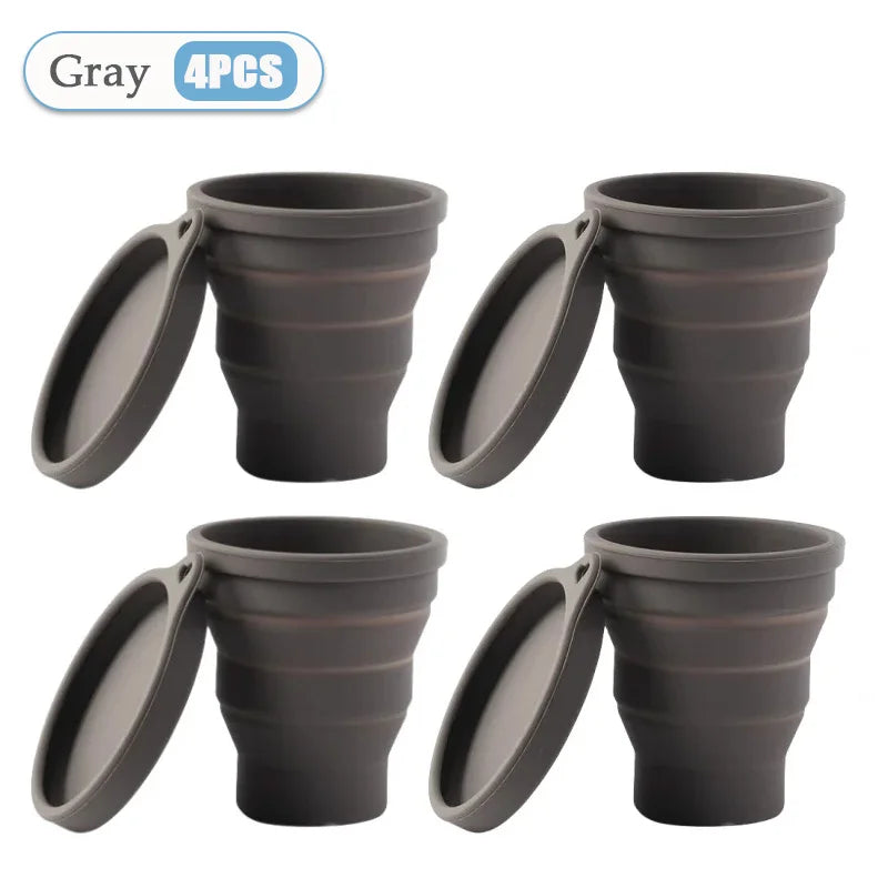 Silicone Folding Telescopic Cup With Lid For Tea And Coffee